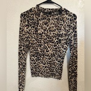 Leopard print mock neck